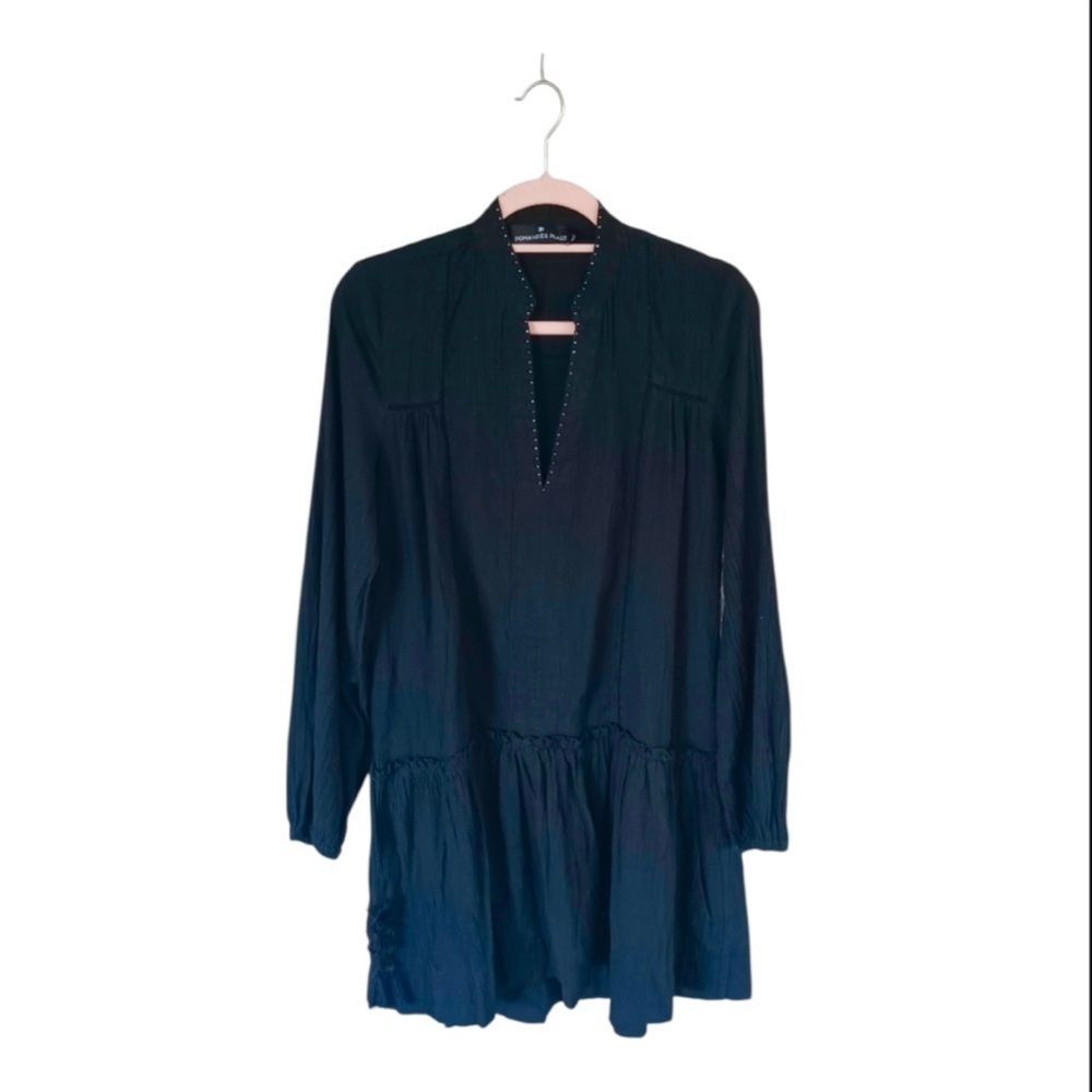 Pomander place Ophelia Coverup Dress XS NWT Black Cotton Mini Boho Resort Chic - Picture 3 of 14
